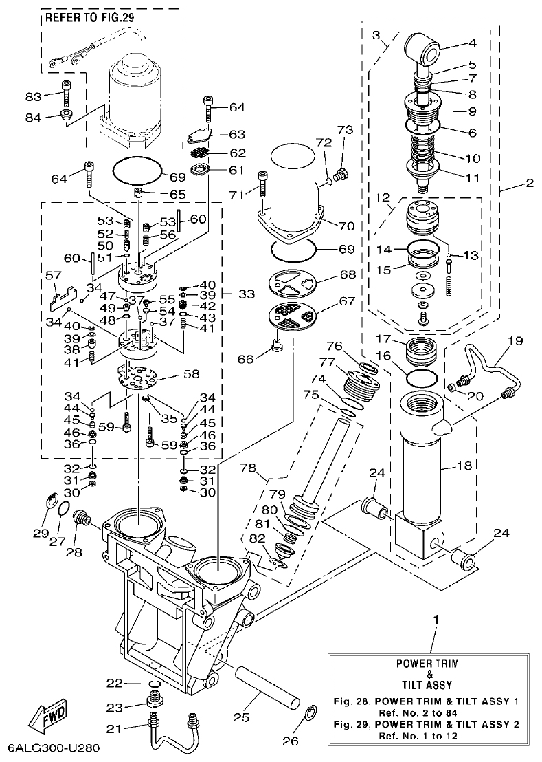 Yamaha F250HET, FL250HET POWER TRIM & TILT ASSY 1 parts diagram